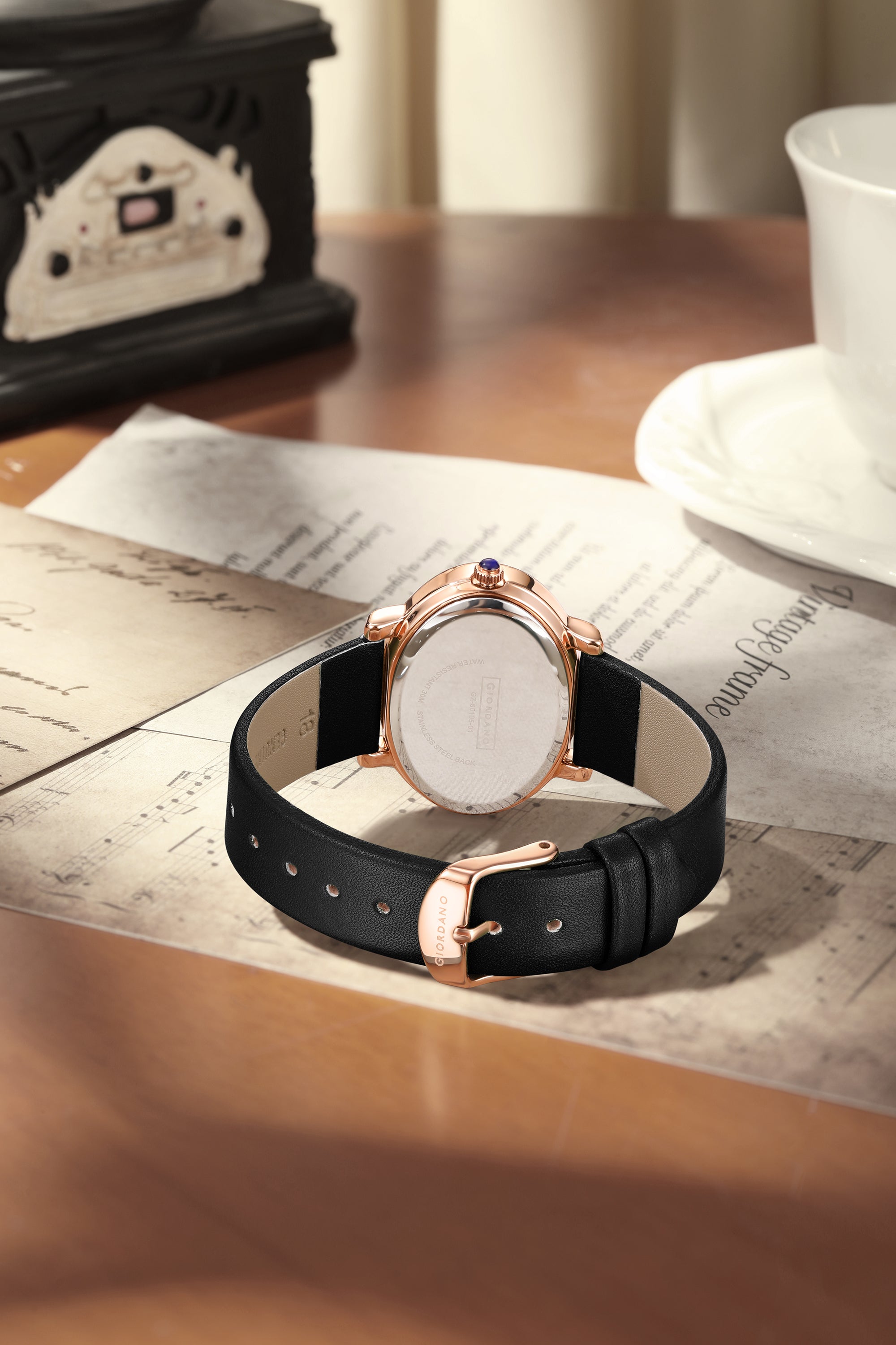 Giordano Monogram Watch for Women with Elegant Oval Shape Dial ,crystal bezel, Quartz Movement and Leather Strap | GZ-60105-01