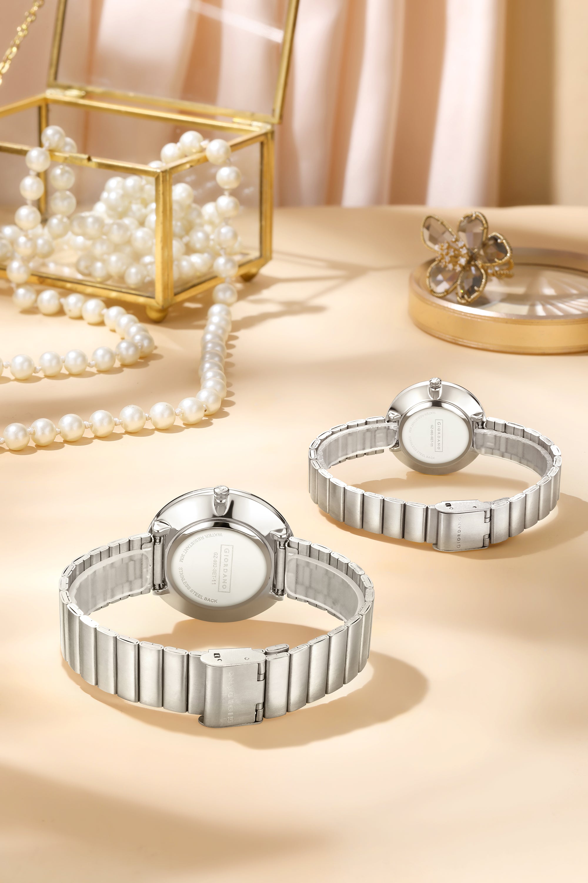 Giordano Analog Couple Watch Set – Elegant Dial with Stainless Steel Strap – His & Hers Matching Watches – Minimalist Unisex Design | GZ-992-SET-11