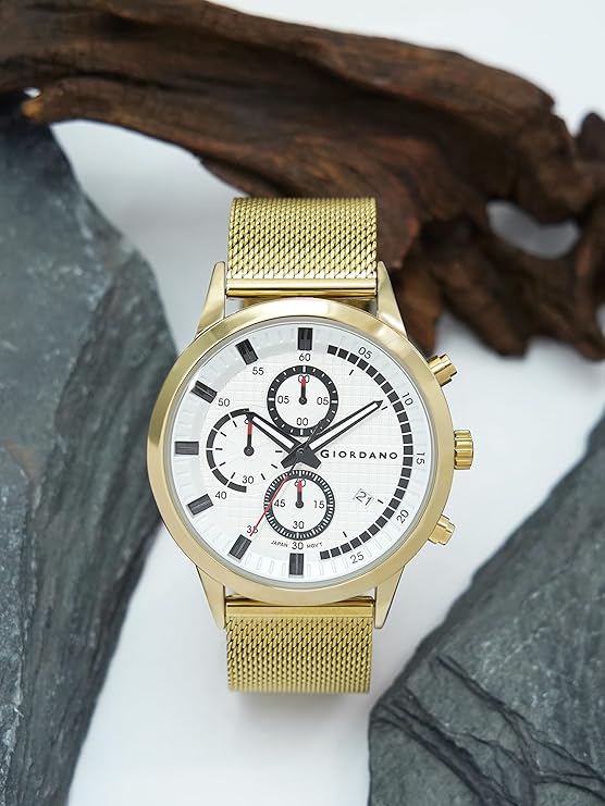 Giordano Multi Function - Performance Sport Watch for Men with Stopwatch Function & Mesh Metal Strap | GZ-50095-22