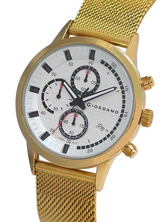 Giordano Multi Function - Performance Sport Watch for Men with Stopwatch Function & Mesh Metal Strap | GZ-50095-22