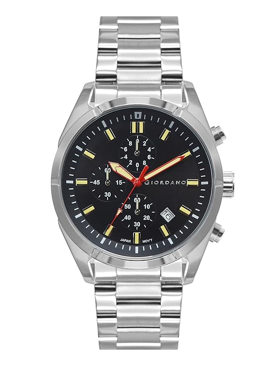 Giordano Multi Function Watch for Men with Round dial, Luminous Hands and Stainless Steel Strap | GZ-50096-11