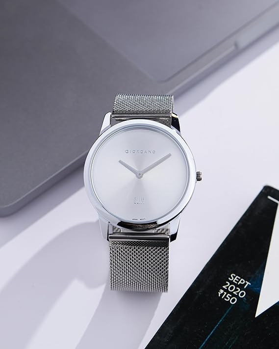 Giordano Slim Watch Collection Analog Watch for Men & Boys | Mesh Metal Band with Stainless Steel Case Round Shape Water Resistant Wrist Watch - GD-4064-11