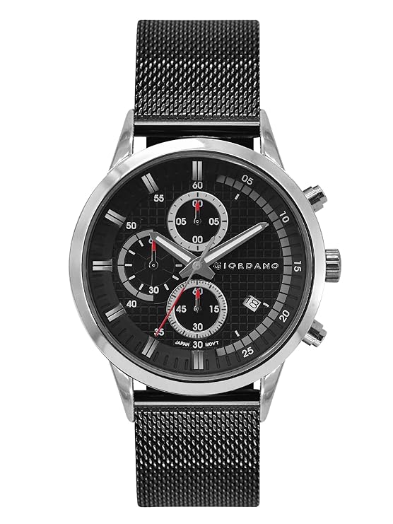 Giordano Multi Function - Performance Sport Watch for Men with Stopwatch Function & Mesh Metal Strap | GZ-50095-11