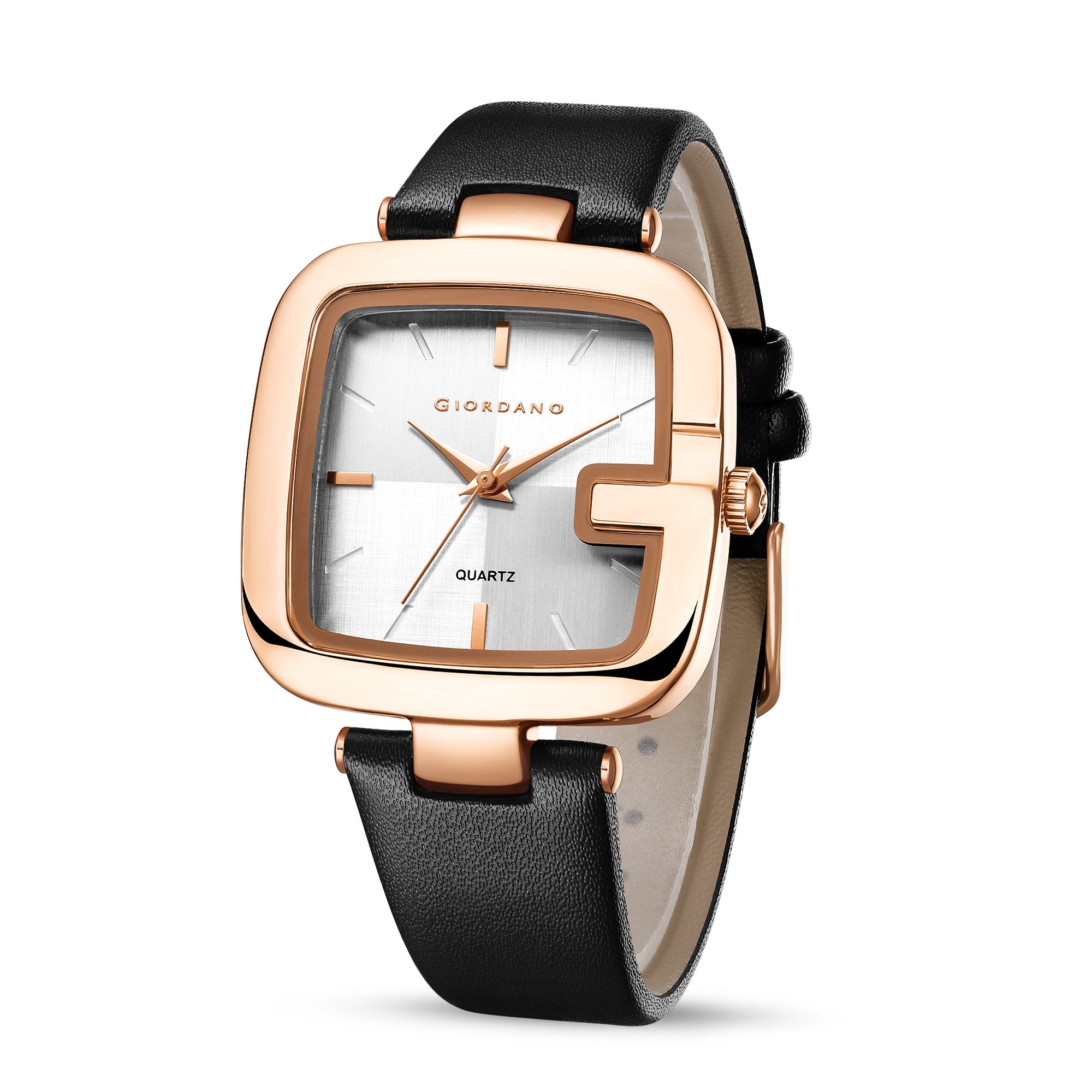 Giordano Square Dial Watch for women with leather strap and Premium Quartz moevment-GZ-60089-01