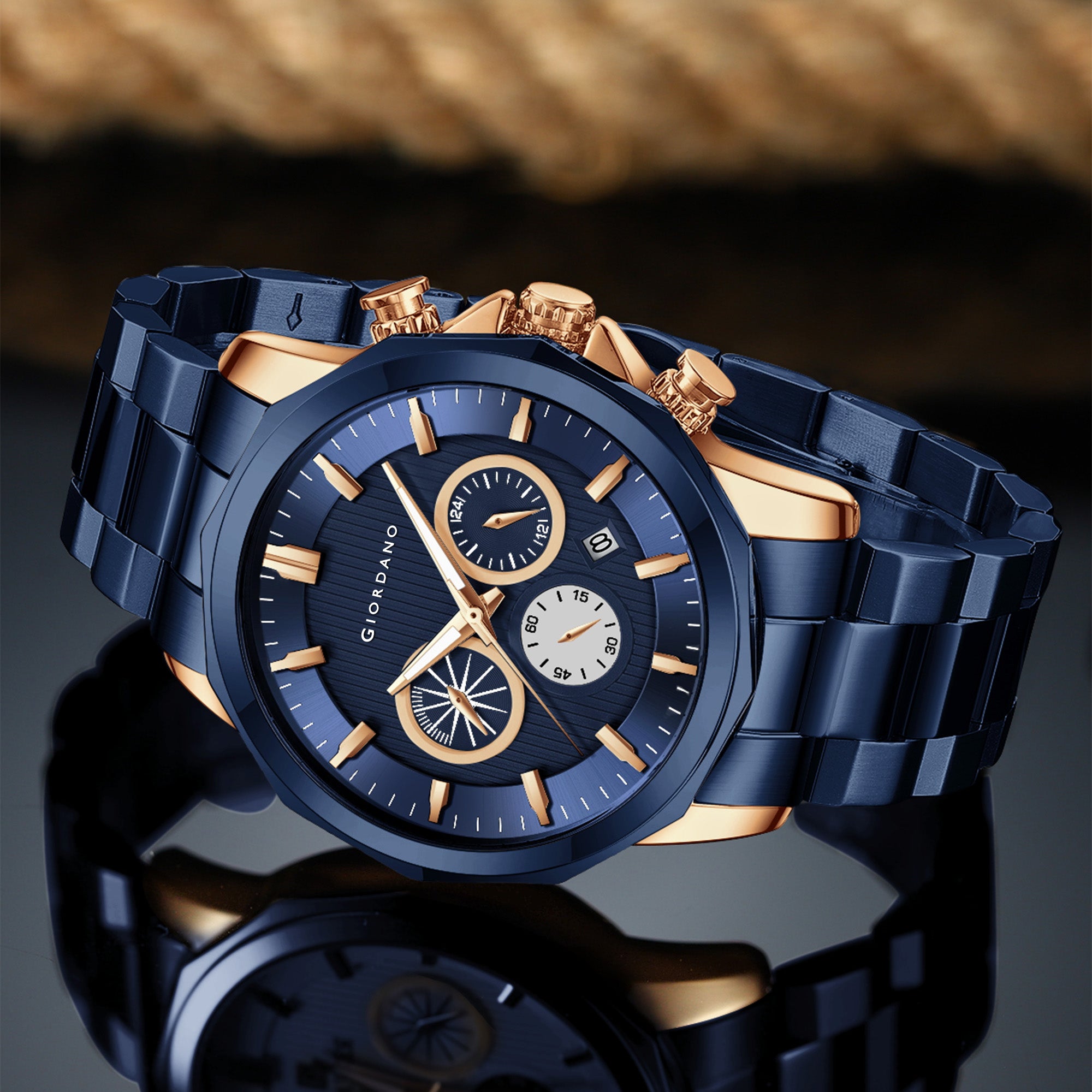 Giordano Analog Wrist Watch for Men Stylish Metal Strap with Water Resistant Multifunction Mechanism Watch GZ-50036-44