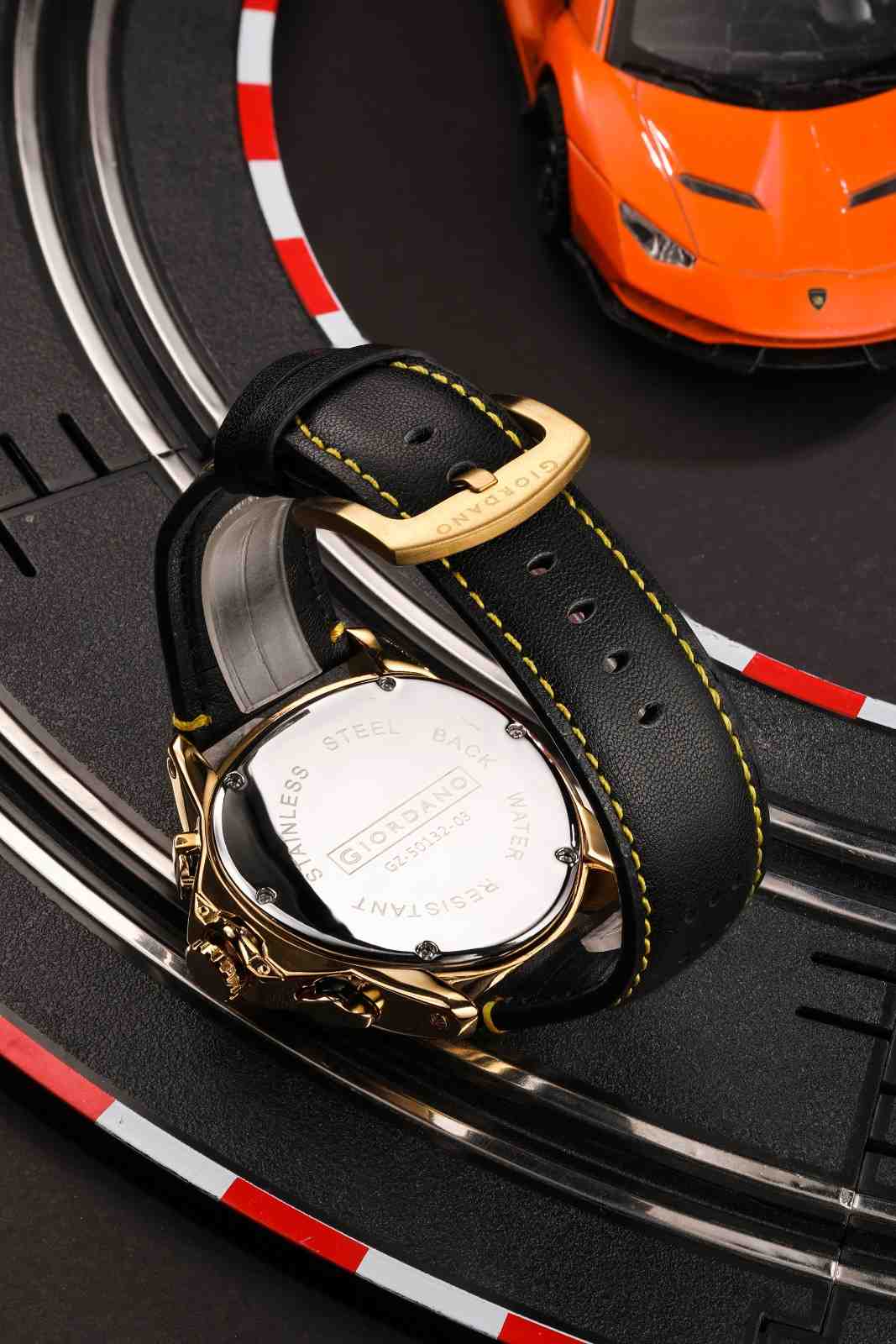 Giordano Multi Function Watch For Men -Unique Triangle Dial, Dual-Date Display With Leather Strap GZ-50132-04