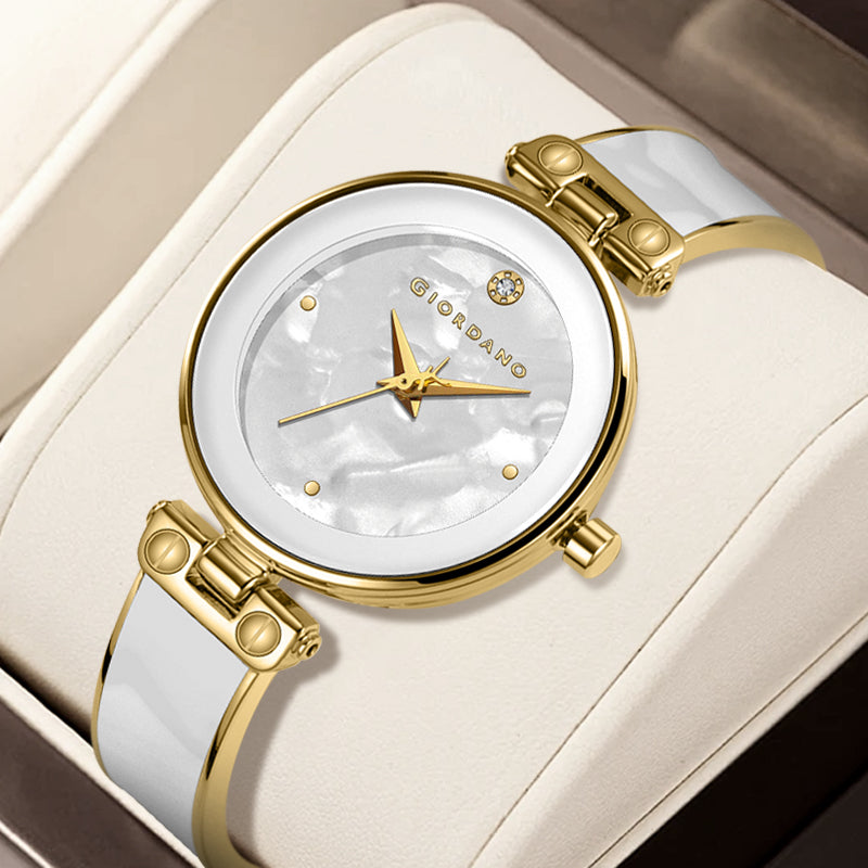 Giordano Designer Analog Watch for Women – Glossy Round Dial & Bracelet Style Stainless Steel Strap | GZ-60099-88