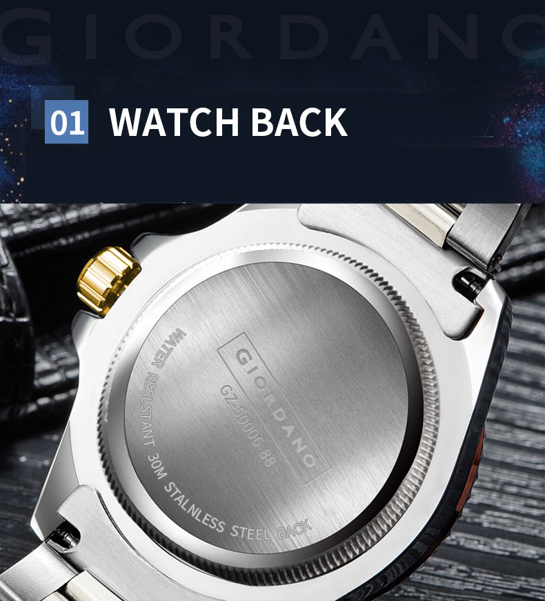 Giordano Premium Analog Watch for Men with Rotating Bezel, Stainless Steel Strap and Date Display | GZ-50006-88