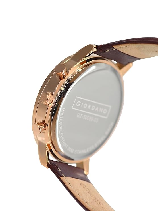 Giordano Analog Stylish Multi-Functional Watch for Men with Round Shape dial, Japanese Quartz and Leather Strap | GZ-50089-03