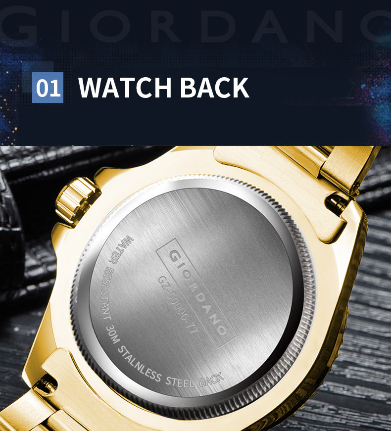 Giordano Premium Analog Watch for Men with Rotating Bezel, Stainless Steel Strap and Date Display | GZ-50006-77