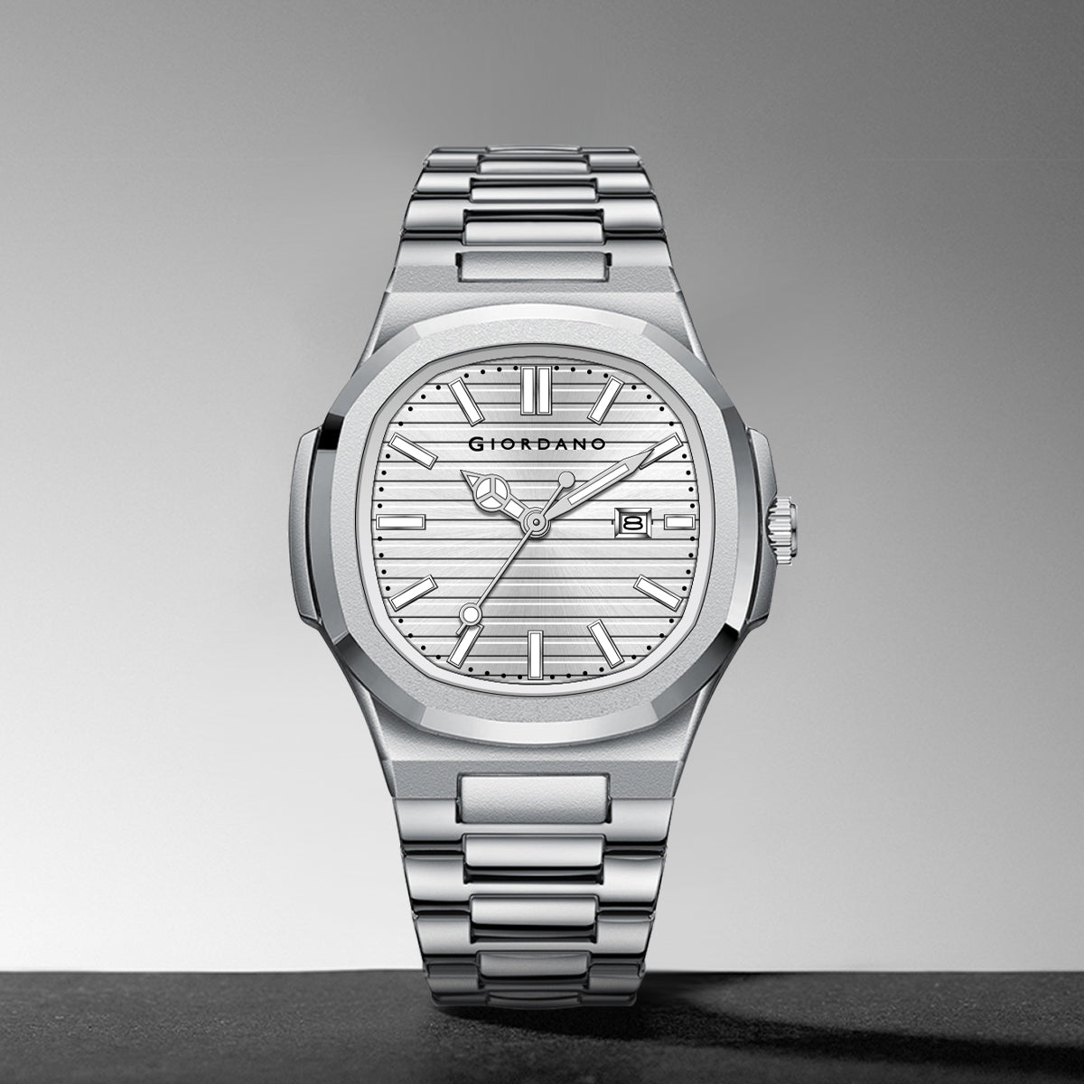 Giordano Analog Watch for Men – Textured Dial, Stainless Steel Strap, Date Display, Quartz Movement, Water Resistant | GZ-50134-33