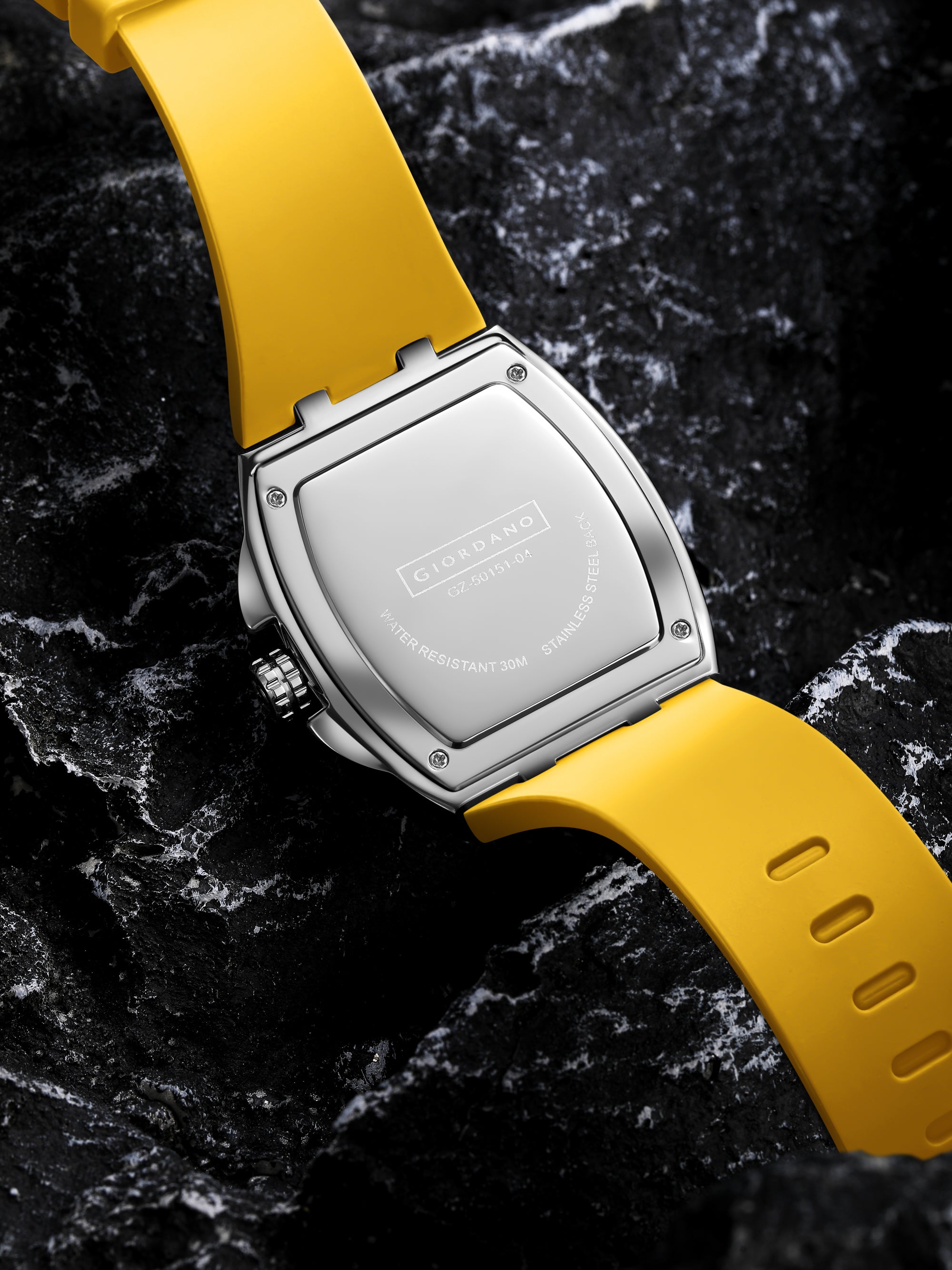 Giordano Sqaure Analog Casual Sporty Watch for Men – Mechanical-Inspired Dial, Date Display, Quartz Movement and Comfortable Silicone Strap | GZ-50151-04