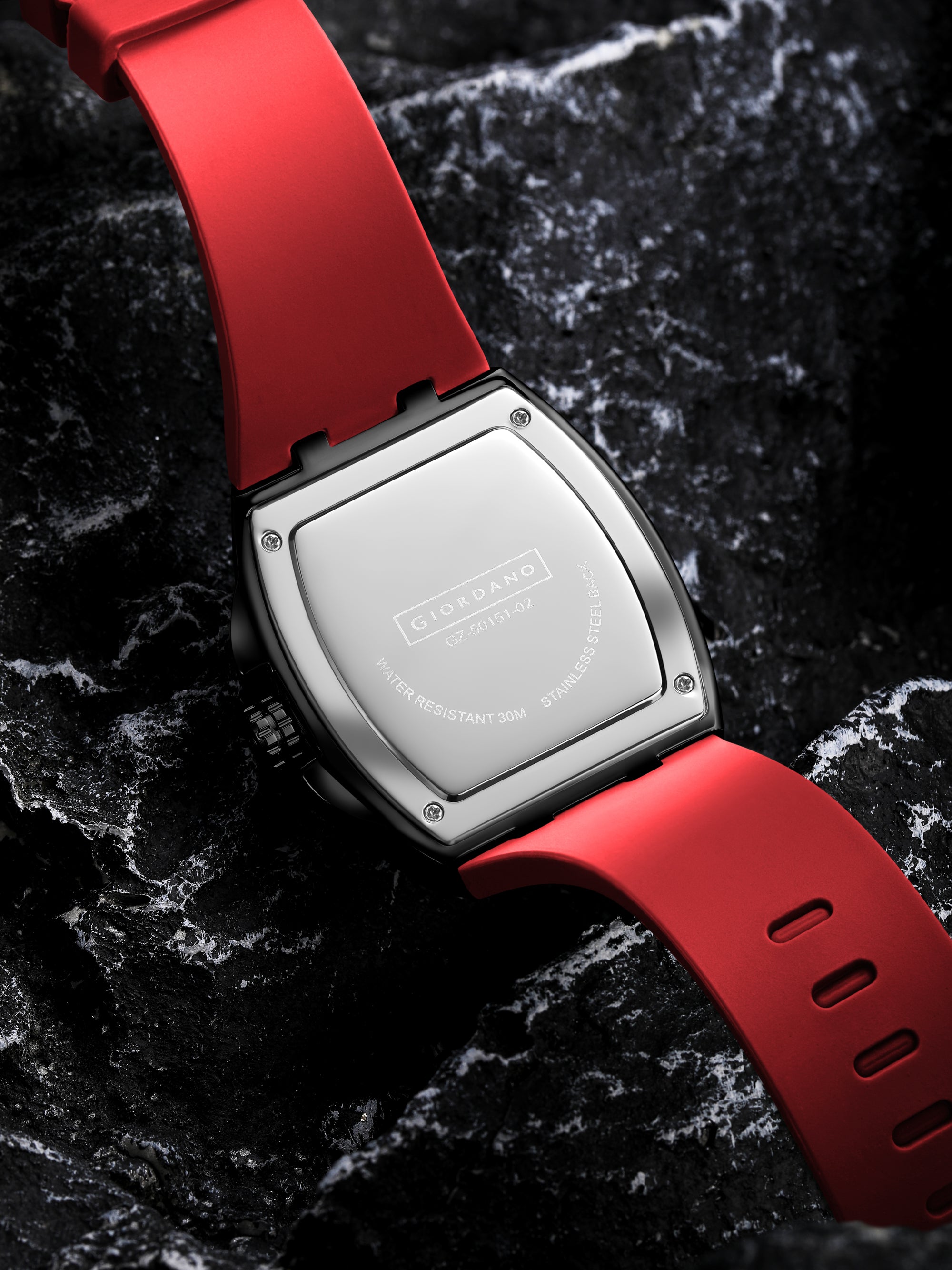 Giordano Sqaure Analog Casual Sporty Watch for Men – Mechanical-Inspired Dial, Date Display, Quartz Movement and Comfortable Silicone Strap | GZ-50151-02