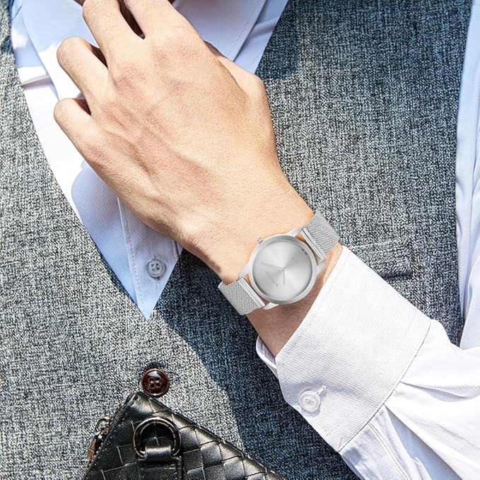 Giordano Slim Watch Collection Analog Watch for Men & Boys | Mesh Metal Band with Stainless Steel Case Round Shape Water Resistant Wrist Watch - GD-4064-11