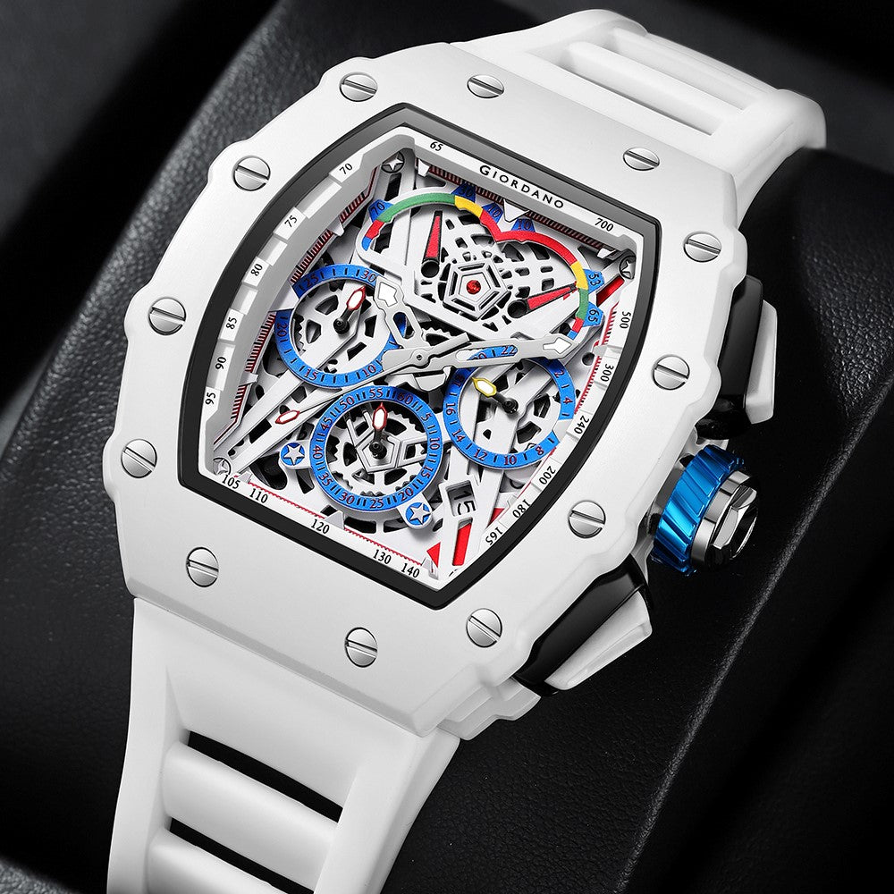 Giordano Multifunction Watch for Men with Day, Date, and 24-Hour Sub-Dial, Water Resistant Square Dial Unique Design | GZ-50144-02