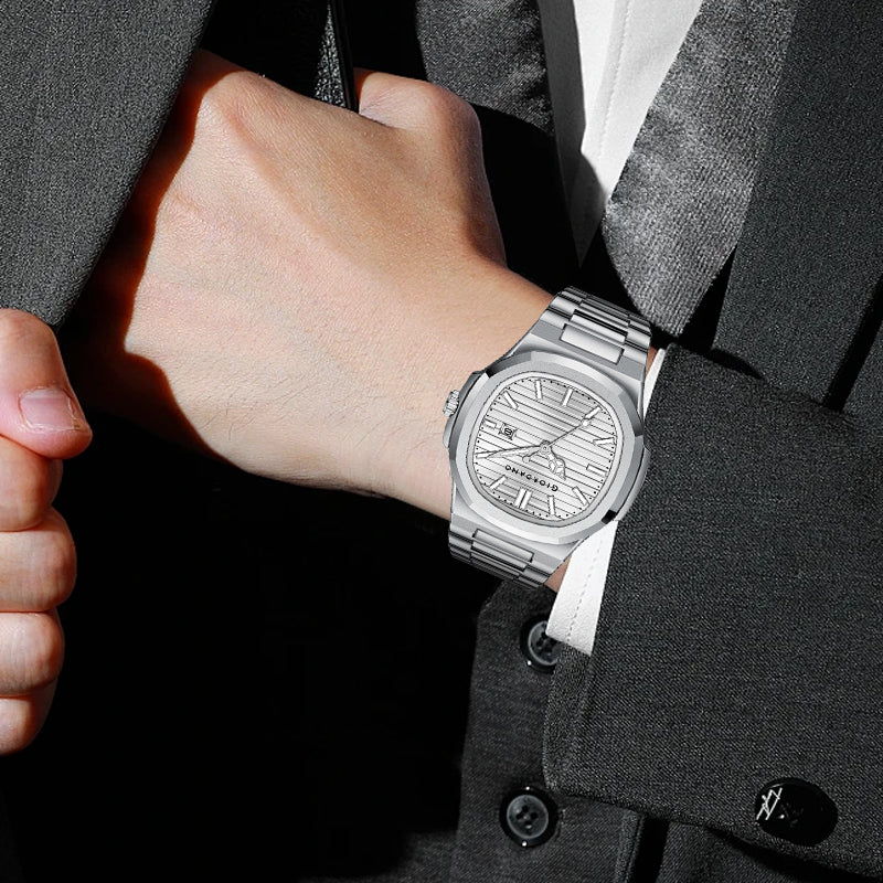 Giordano Analog Watch for Men – Textured Dial, Stainless Steel Strap, Date Display, Quartz Movement, Water Resistant | GZ-50134-33