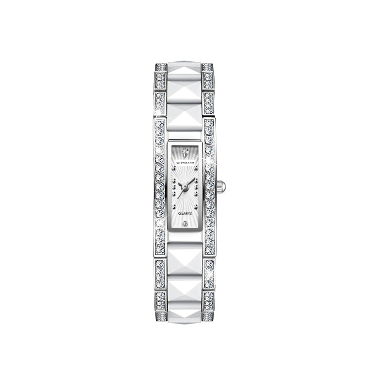 Giordano Luxury Crystal Studded Bracelet Watch for Women -  Elegant Rectangular Dial, Quartz Movement and stainless steel strap | GZ-60104-22