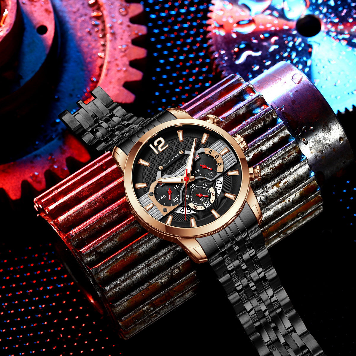 Giordano Analog Wrist Watch for Men Stylish Metal Strap with Water Resistant Multifunction Mechanism Watch GZ-50032-33