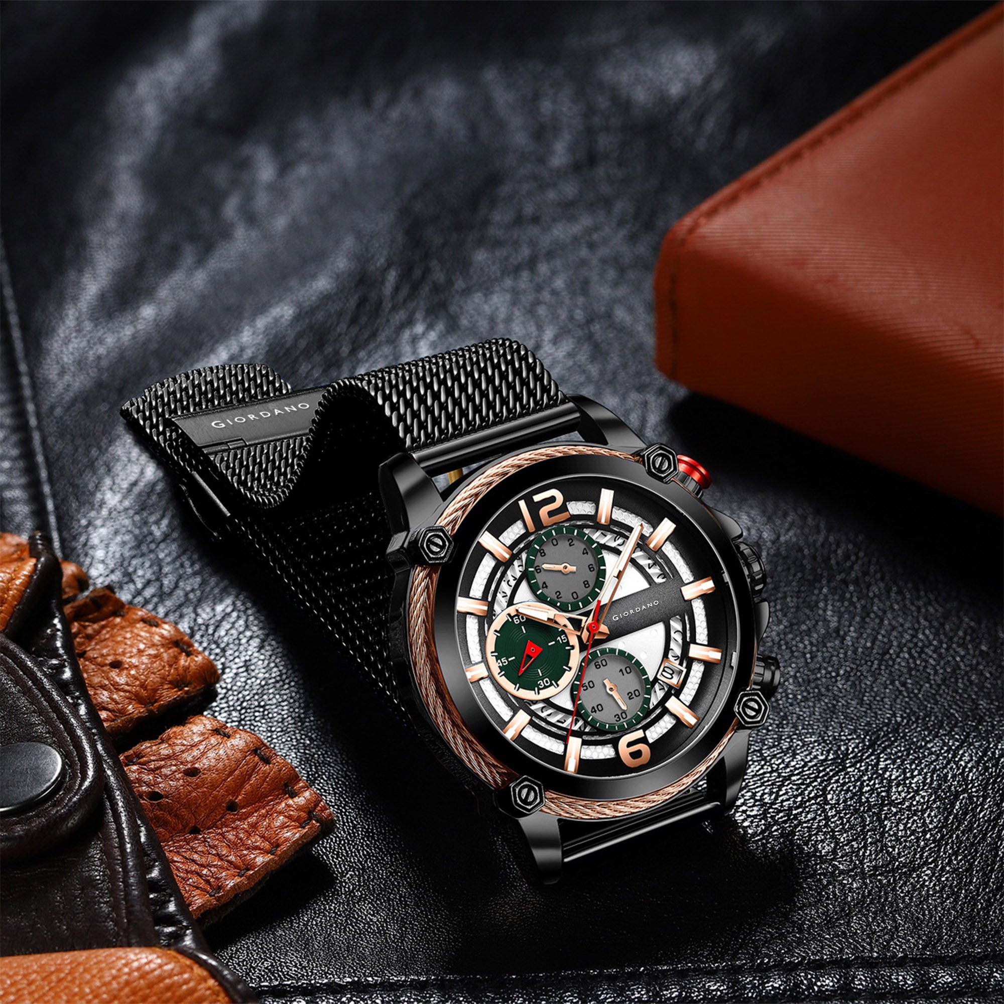 Giordano Analog Wrist Watch for Men Stylish Metal Strap with Water Resistant Multifunction Mechanism Watch | GZ-50039-11