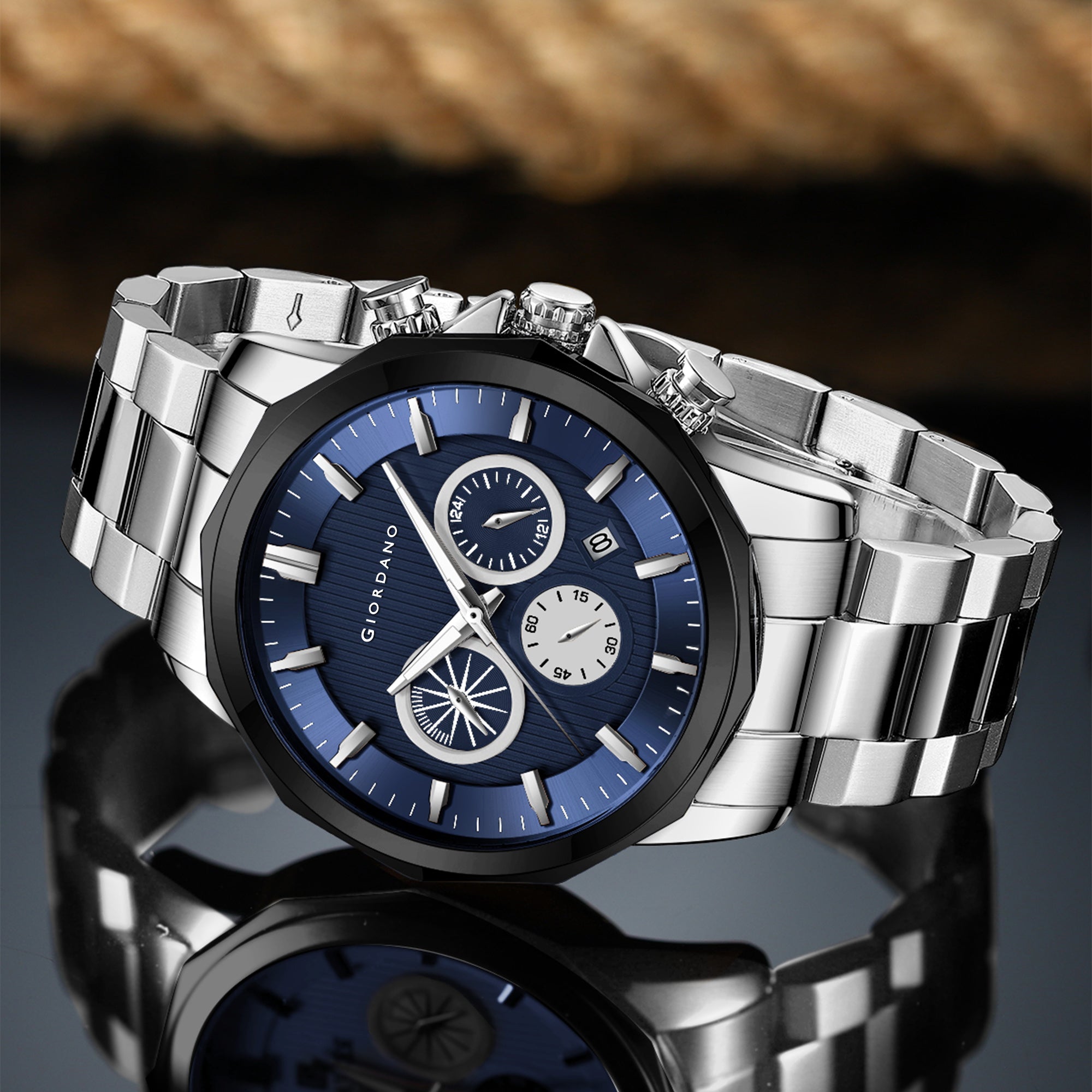 Giordano Analog Wrist Watch for Men Stylish Metal Strap with Water Resistant Multifunction Mechanism Watch GZ-50036-11