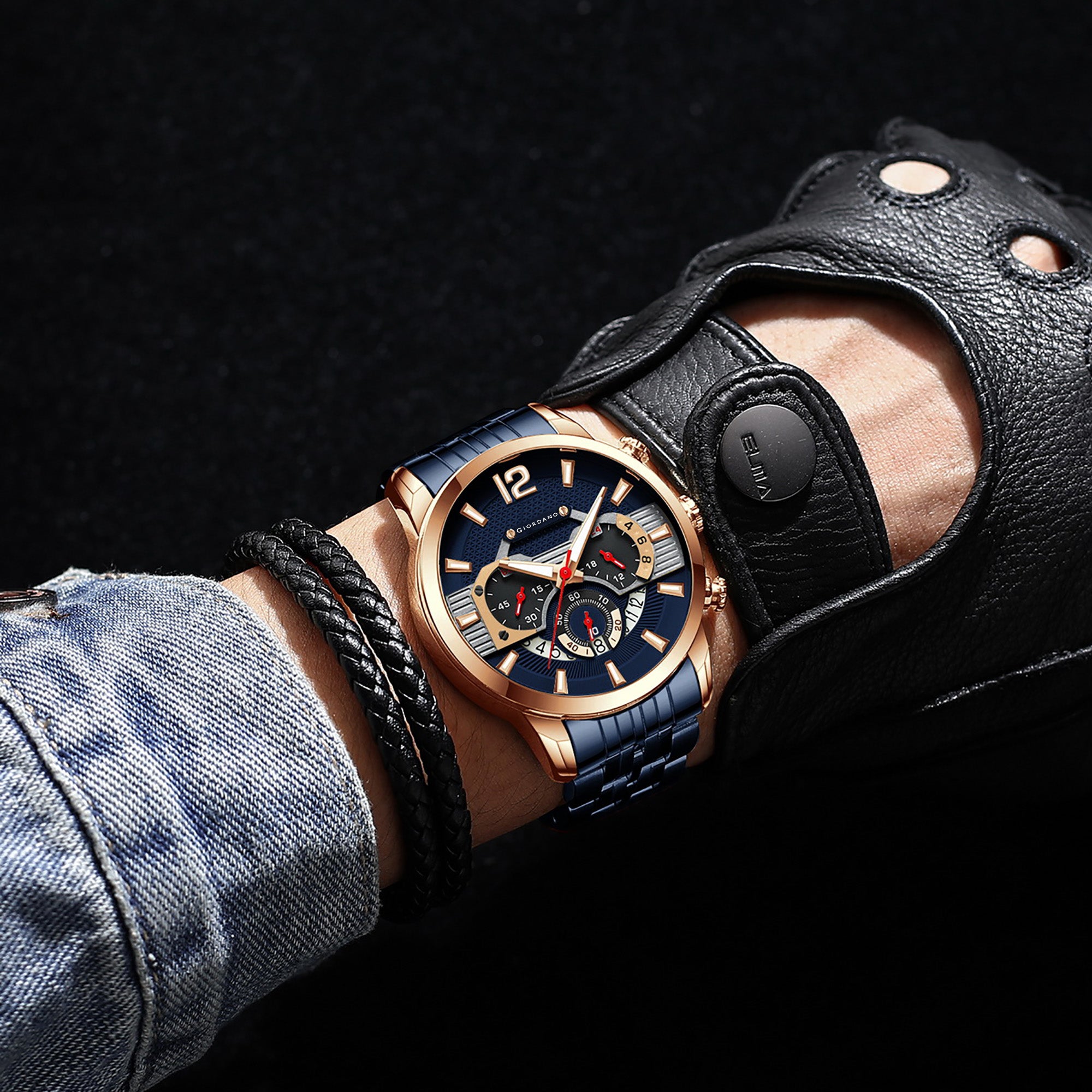 Giordano Analog Wrist Watch for Men Stylish Metal Strap with Water Resistant Multifunction Mechanism Watch GZ-50032-44