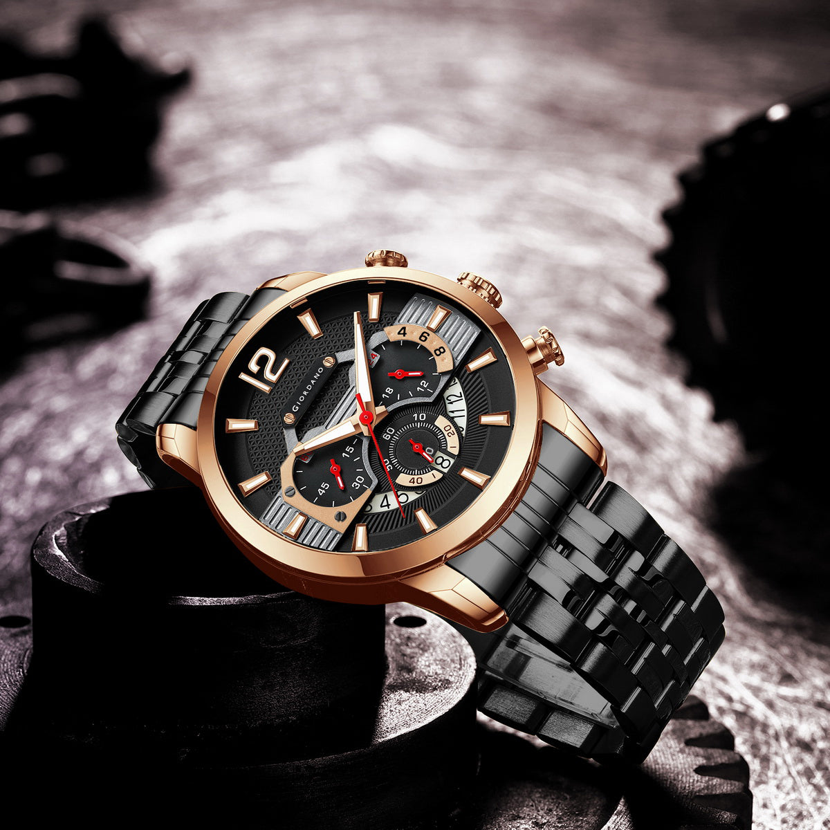 Giordano Analog Wrist Watch for Men Stylish Metal Strap with Water Resistant Multifunction Mechanism Watch GZ-50032-33