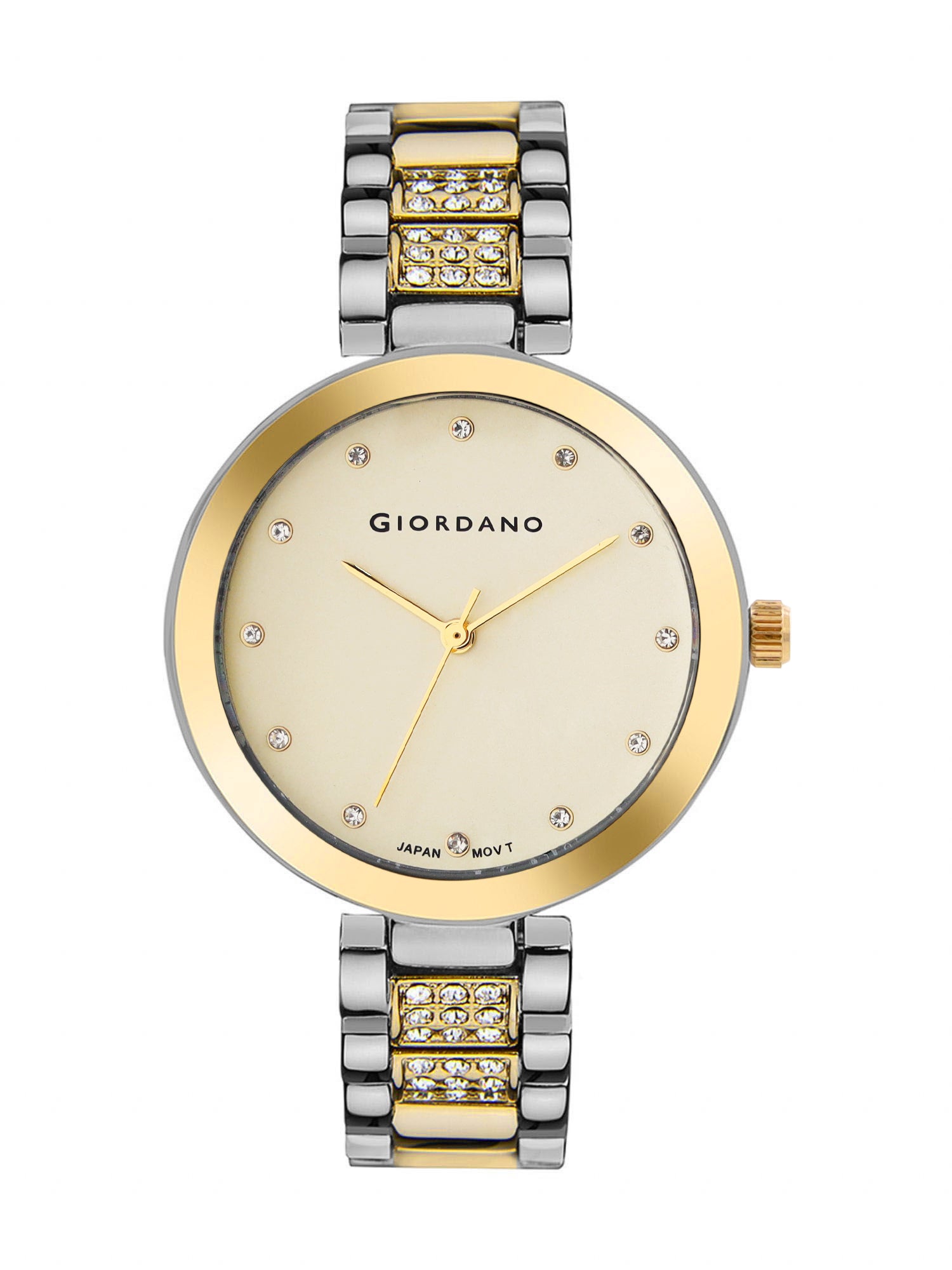 Giordano Eleganza Collection Analog Watch for Women with Crystal-Studded Strap & Diamond Indices-A2037-77