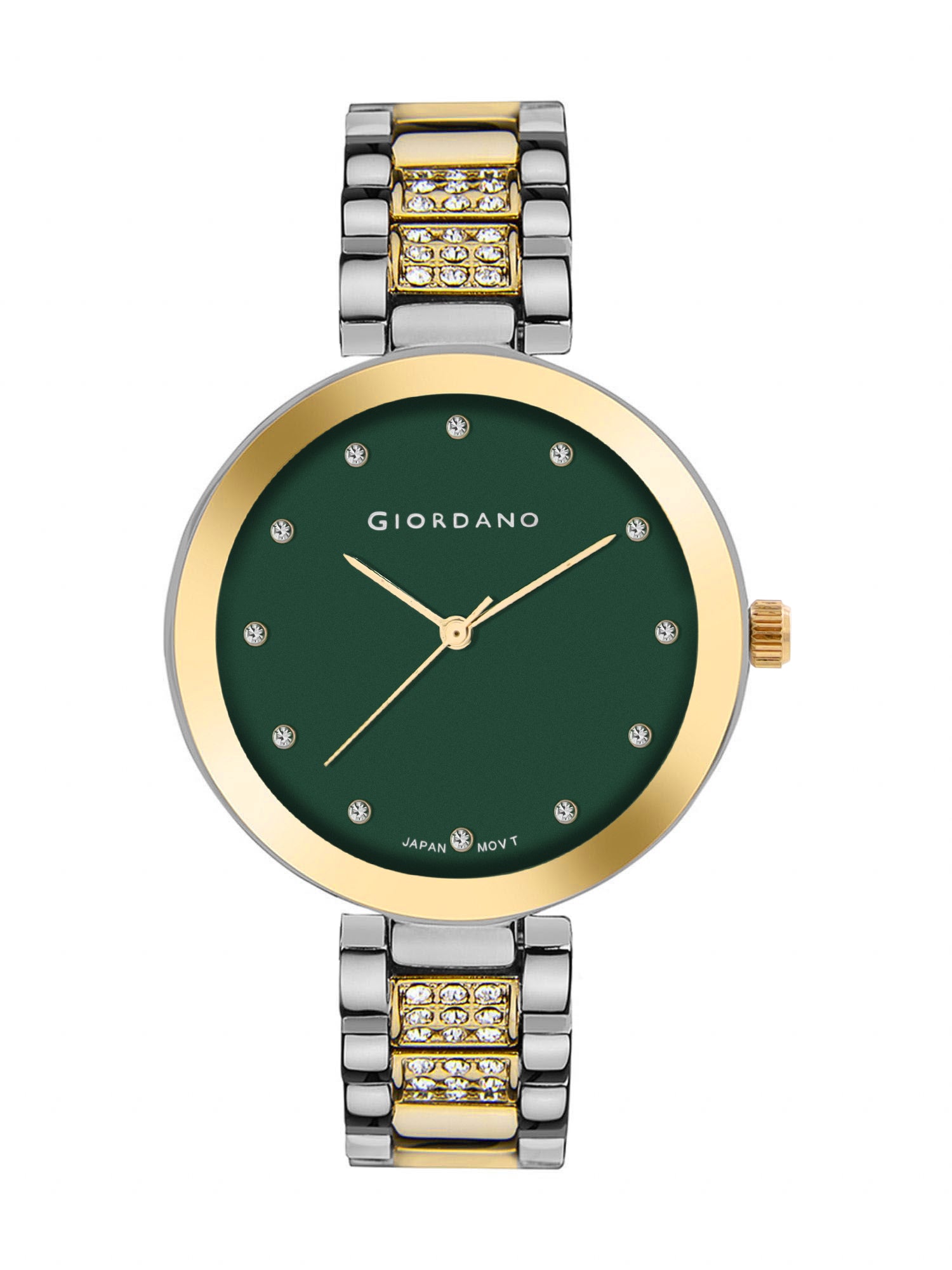 Giordano Eleganza Collection Analog Watch for Women with Crystal-Studded Strap & Diamond Indices-A2037-88