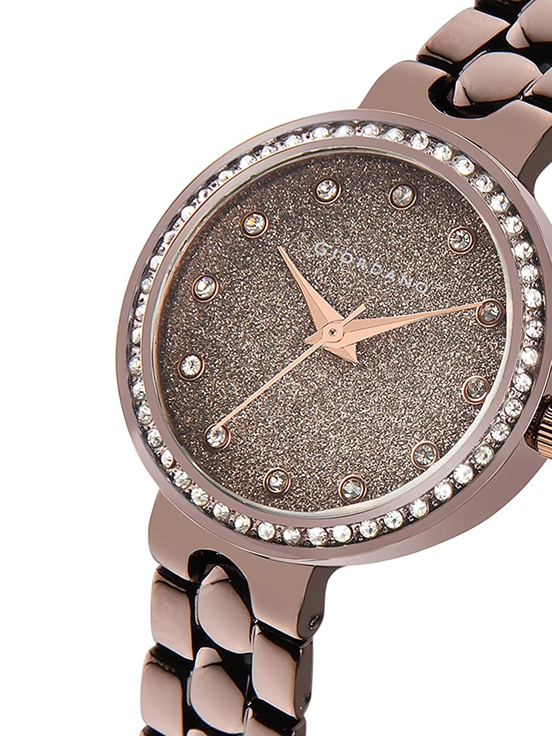 Giordano Silver  Shimmer Collection Analog Watch for Women with Diamond Studded Case, Shimmer Dial and Stylish Stainless Steel Strap A2068-88