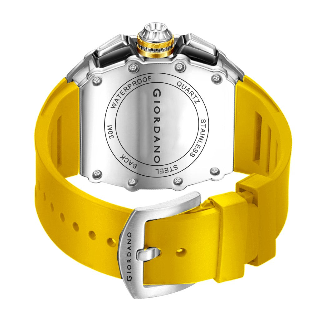 Giordano Multifunction Watch for Men with Day, Date, and 24-Hour Sub-Dial, Water Resistant Square Dial Unique Design | GZ-50144-01