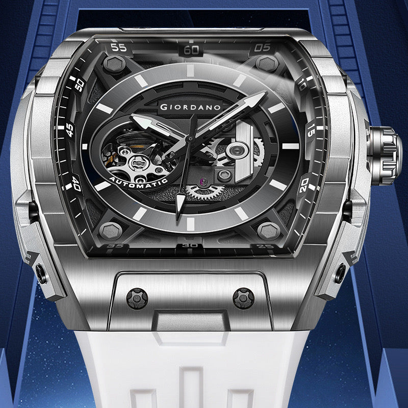 Giordano Automatic Mechanical Self-Winding Men's Watch 46mm Silicone Strap 30M Water-Resistant Stylish Gift for Men | GZ-50119-02