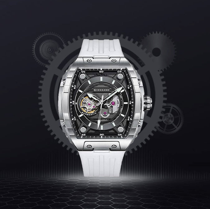 Giordano Automatic Mechanical Self-Winding Men's Watch 46mm Silicone Strap 30M Water-Resistant Stylish Gift for Men | GZ-50119-02