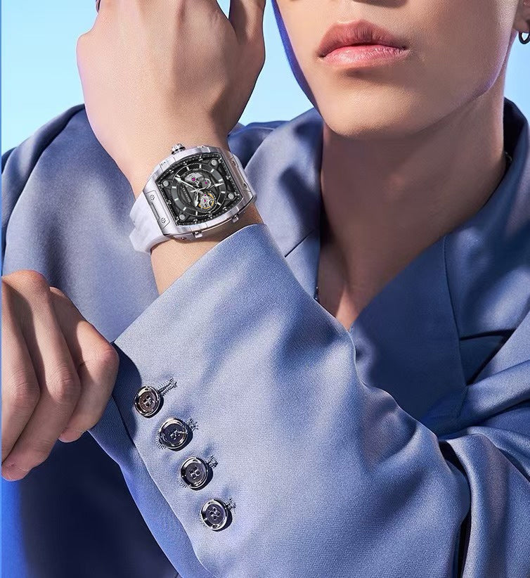 Giordano Automatic Mechanical Self-Winding Men's Watch 46mm Silicone Strap 30M Water-Resistant Stylish Gift for Men | GZ-50119-02