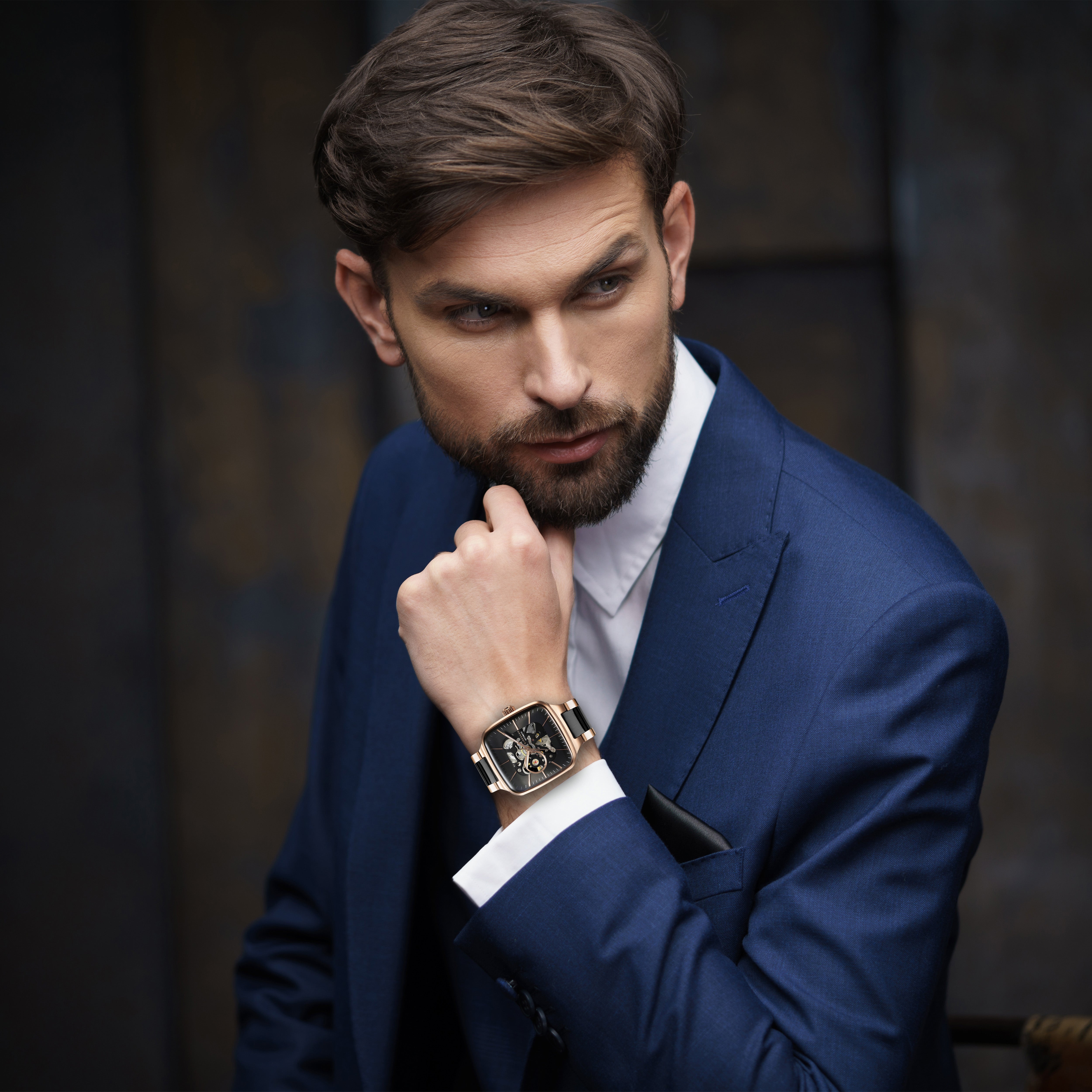 Giordano Luxury Watch for Men – Automatic Skeleton Square Dial, Stainless Steel Strap, Premium Mechanical Movement | GZ-50121-11