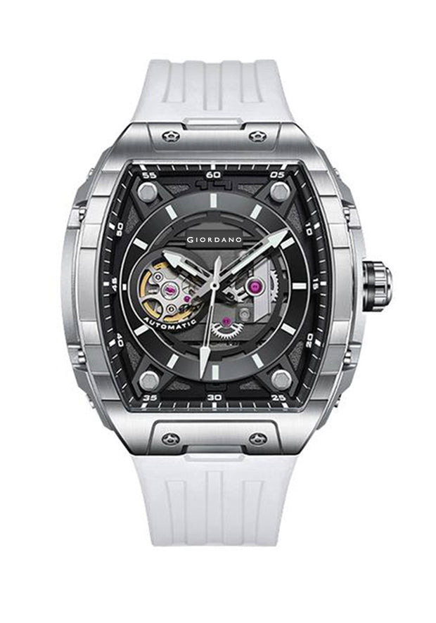 Giordano Automatic Mechanical Self-Winding Men's Watch 46mm Silicone Strap 30M Water-Resistant Stylish Gift for Men | GZ-50119-02