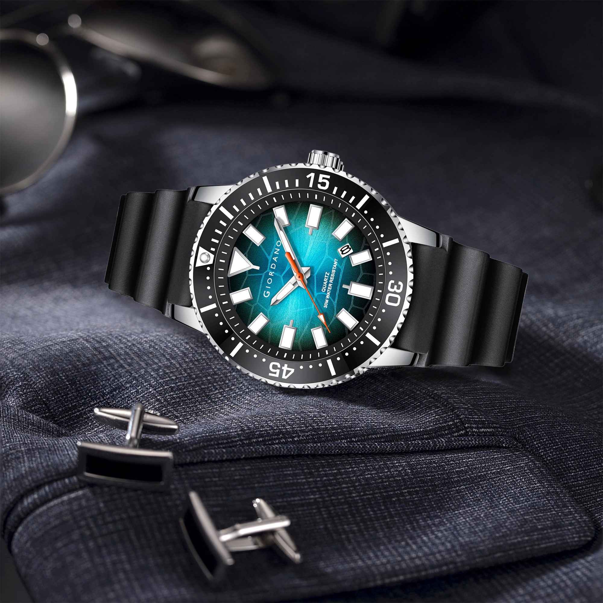 Giordano Analog Wrist Watch for Men Stylish Silicon Strap with Water Resistant 3 Hand Mechanism for Men and Boys to Compliment Your Look/Ideal Gift for Male | GZ-50103-02