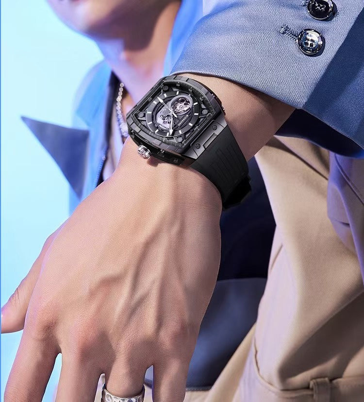 Giordano Automatic Mechanical Self-Winding Men's Analog Watch 46mm Silicone Strap 30M Water-Resistant Stylish Gift for Men | GZ-50119-01