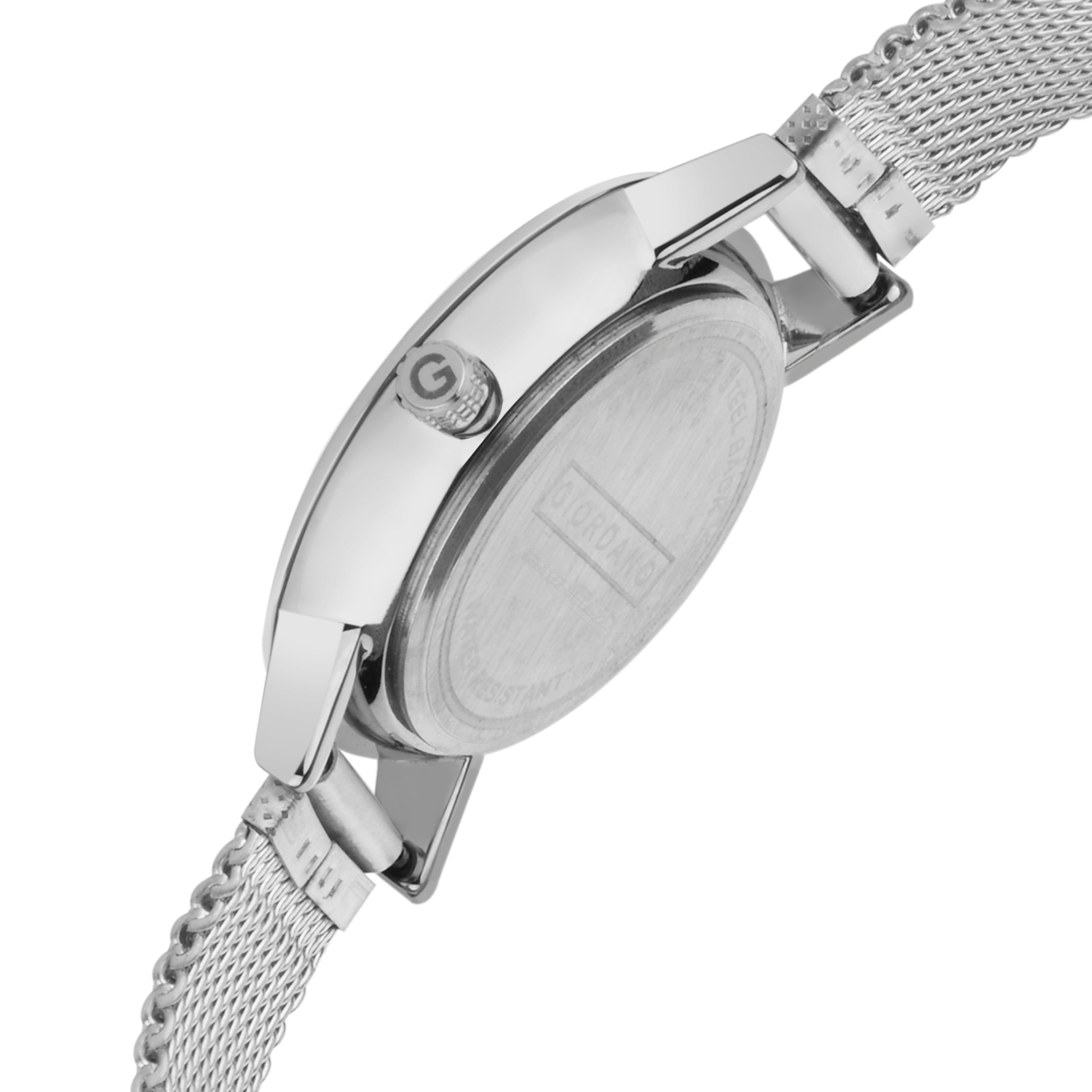 Giordano Rose Gold  Analog Stylish Watch for Couple with Stylish dial with Roman Indicess and mesh Metal Strap GD-1172-SETA-22