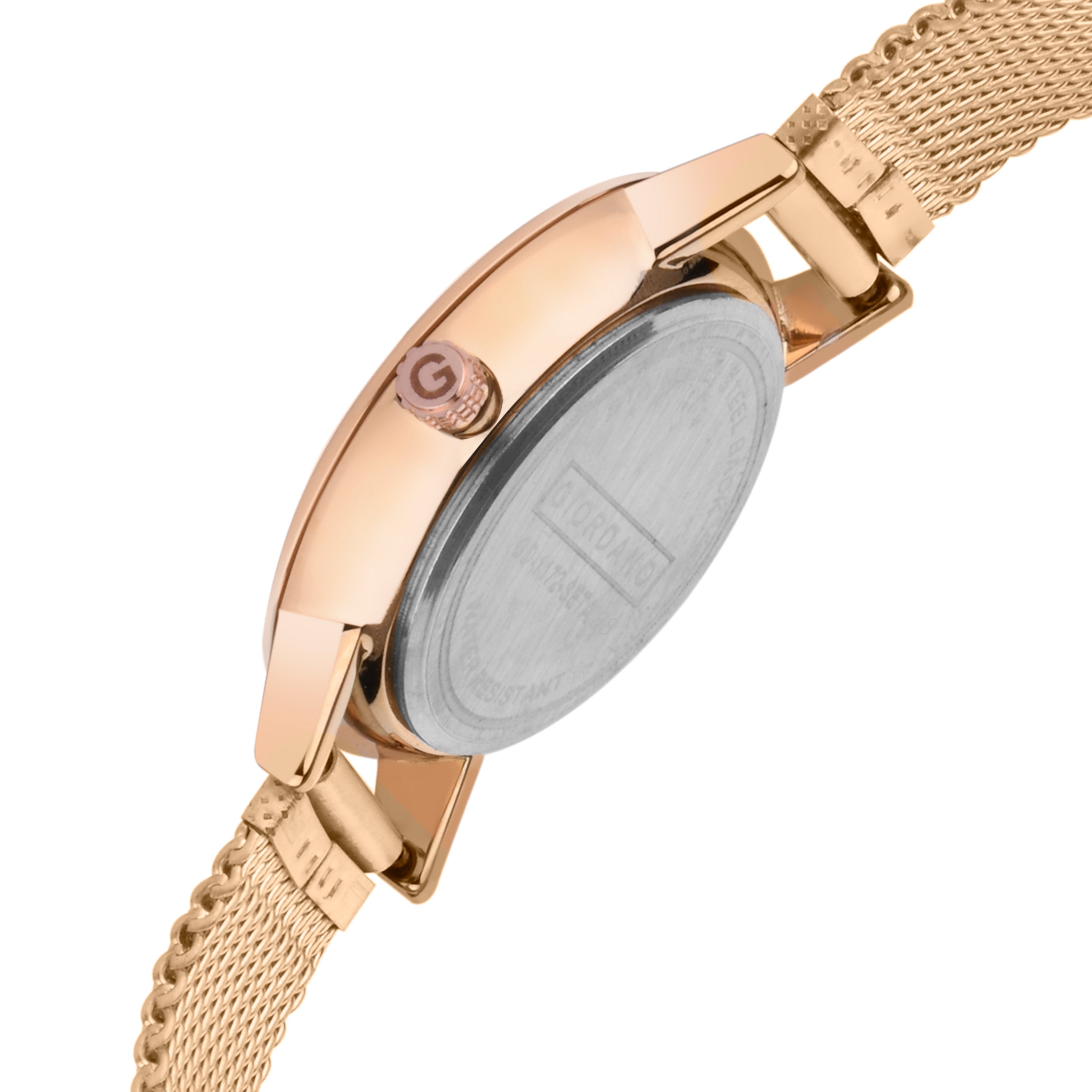 Giordano Rose Gold  Analog Stylish Watch for Couple with Stylish dial with Roman Indicess and mesh Metal Strap GD-1172-SETA-88
