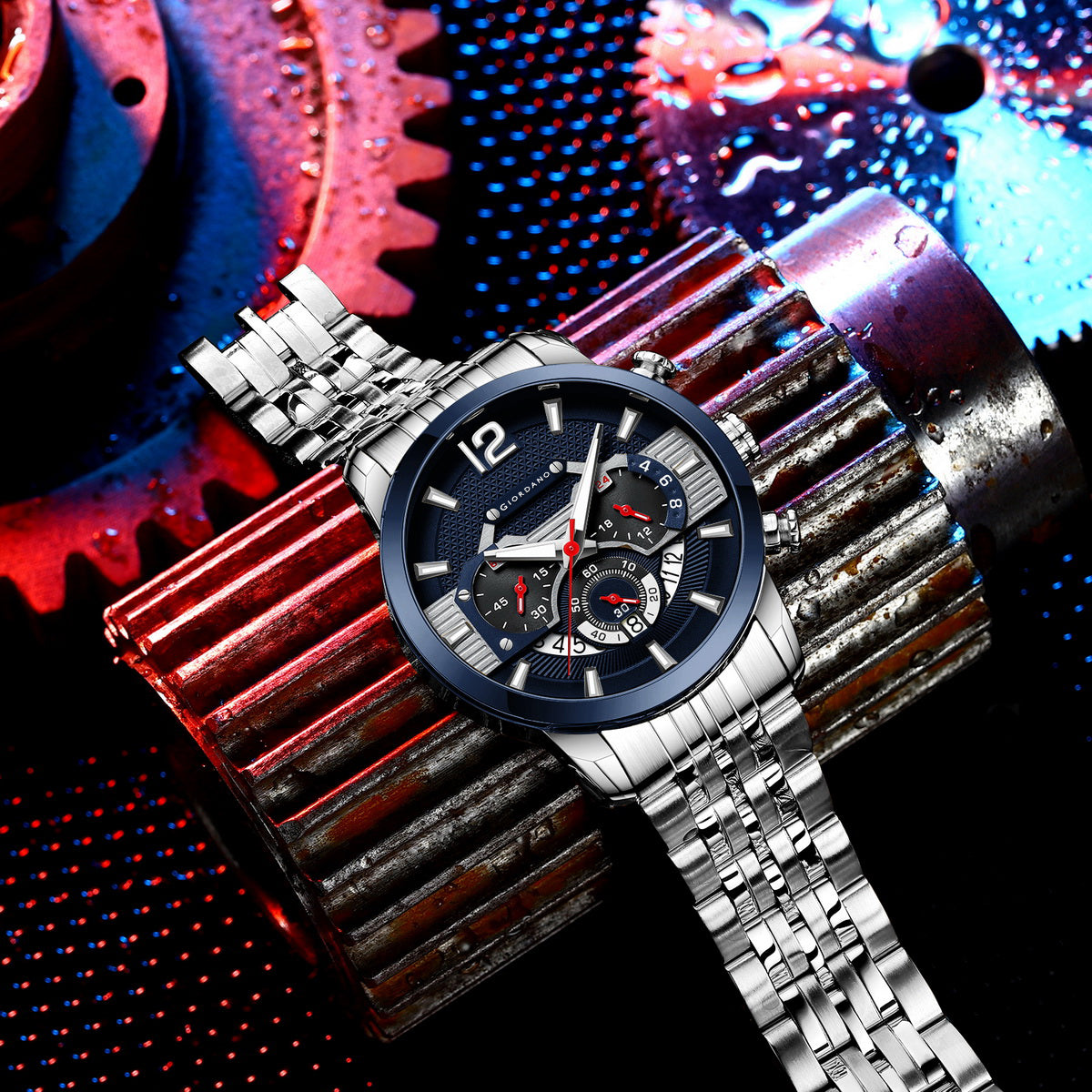 Giordano Analog Wrist Watch for Men Stylish Metal Strap with Water Resistant Multifunction Mechanism Watch GZ-50032-11