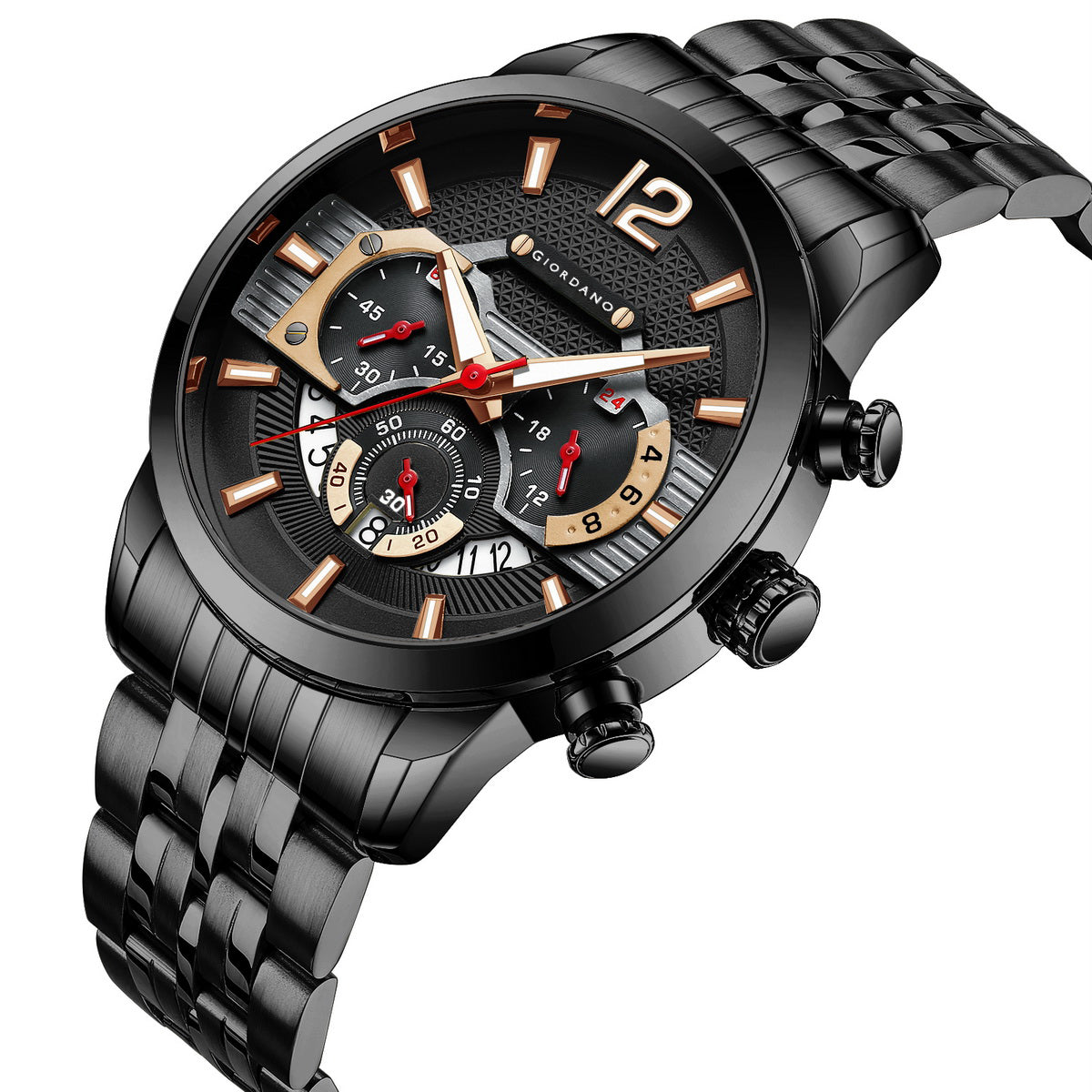 Giordano Analog Wrist Watch for Men Stylish Metal Strap with Water Resistant Multifunction Mechanism Watch GZ-50032-22