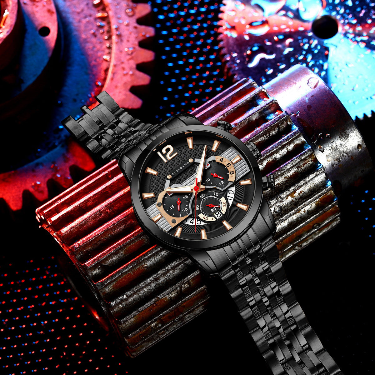 Giordano Analog Wrist Watch for Men Stylish Metal Strap with Water Resistant Multifunction Mechanism Watch GZ-50032-22