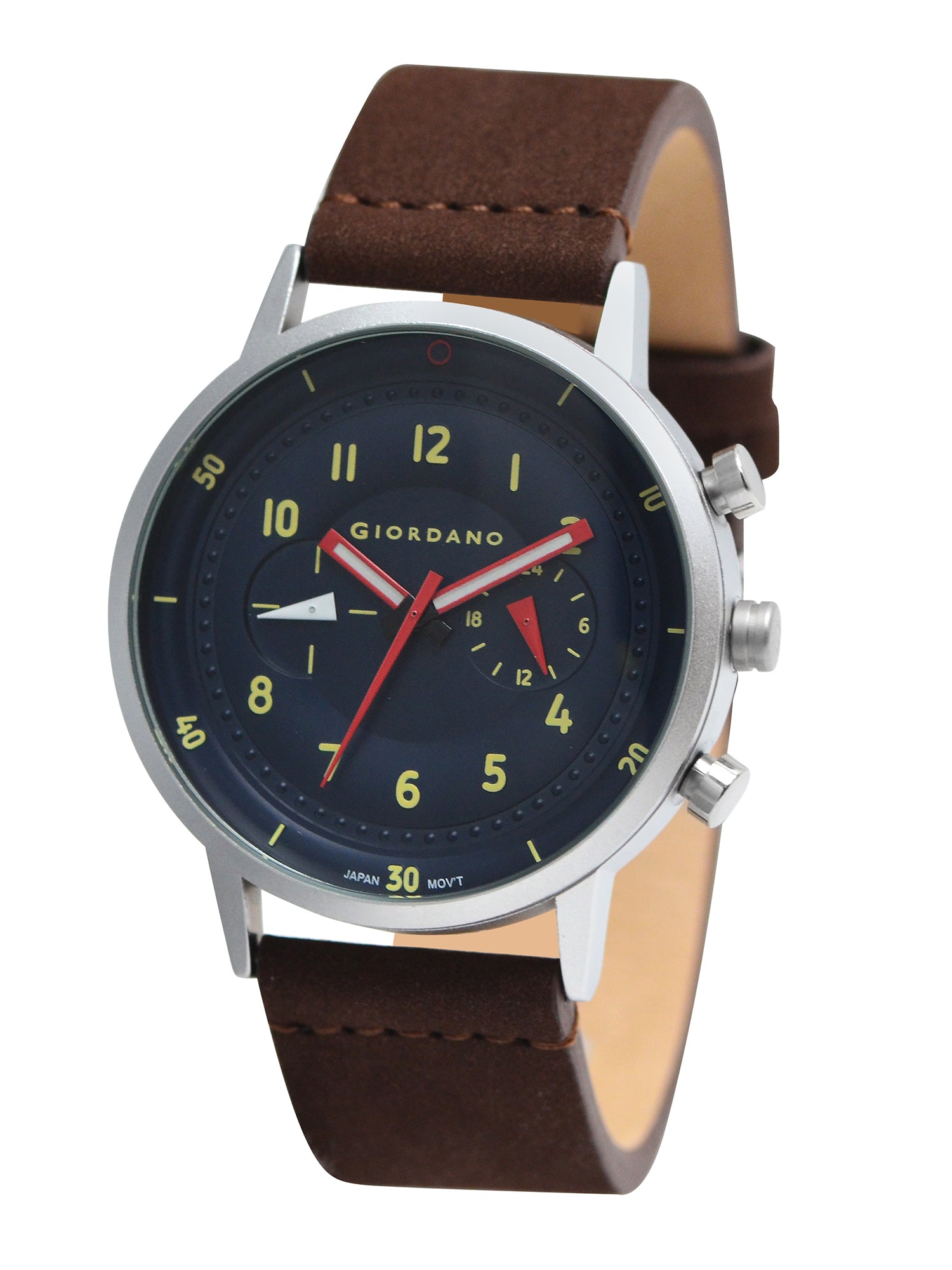 Giordano Analog Sporty Multi-Functional Watch for Men with Round Shape dial and Leather Strap | GZ-50088-03