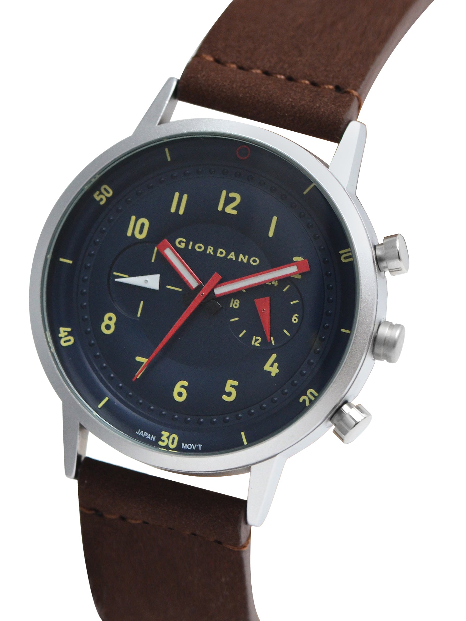 Giordano Analog Sporty Multi-Functional Watch for Men with Round Shape dial and Leather Strap | GZ-50088-03