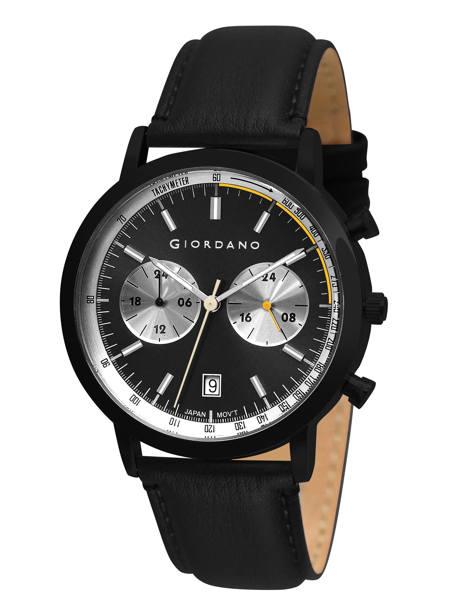 Giordano Analog Stylish Multi-Functional Watch for Men with Round Shape dial, Japanese Quartz and Leather Strap | GZ-50089-01