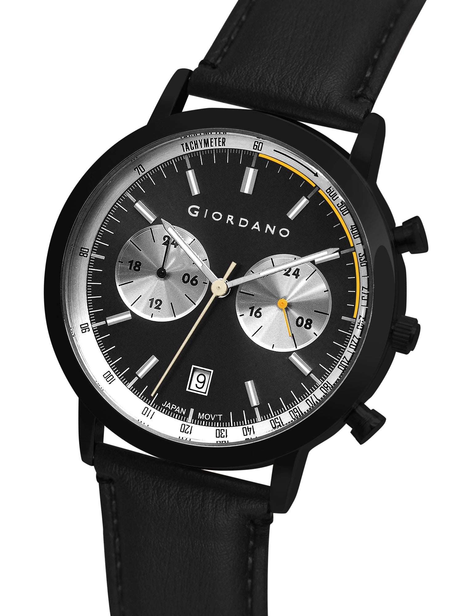 Giordano Analog Stylish Multi-Functional Watch for Men with Round Shape dial, Japanese Quartz and Leather Strap | GZ-50089-01