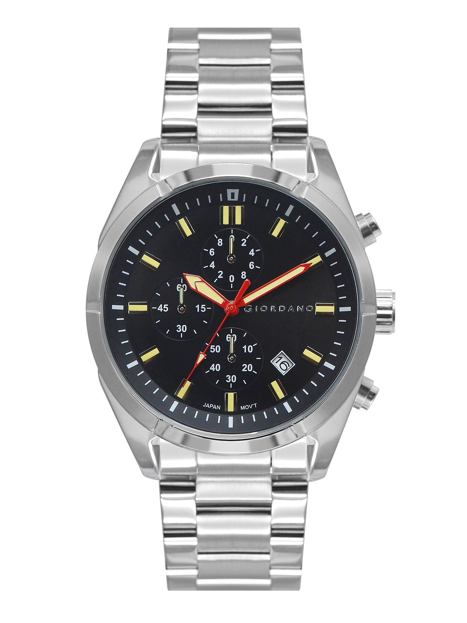 Giordano Multi Function Watch for Men with Round dial, Luminous Hands and Stainless Steel Strap | GZ-50096-11