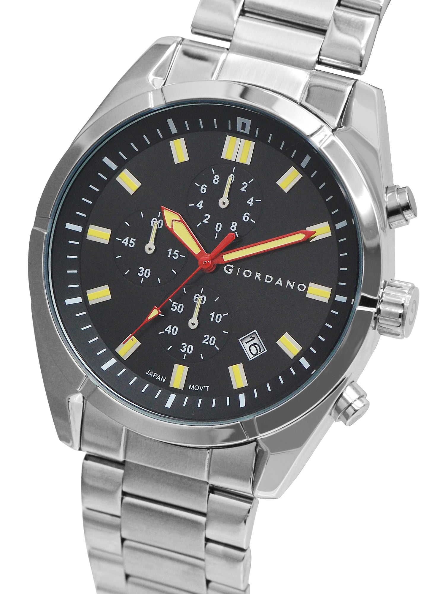 Giordano Multi Function Watch for Men with Round dial, Luminous Hands and Stainless Steel Strap | GZ-50096-11