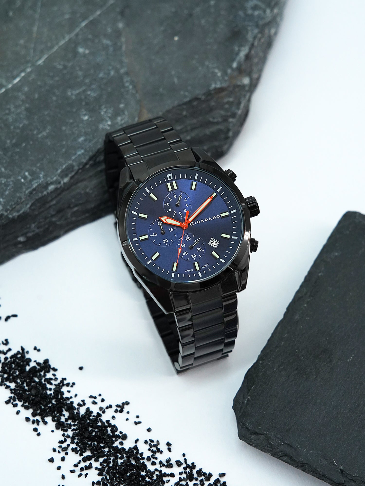 Giordano Multi Function Watch for Men with Round dial, Luminous Hands and Stainless Steel Strap | GZ-50096-22