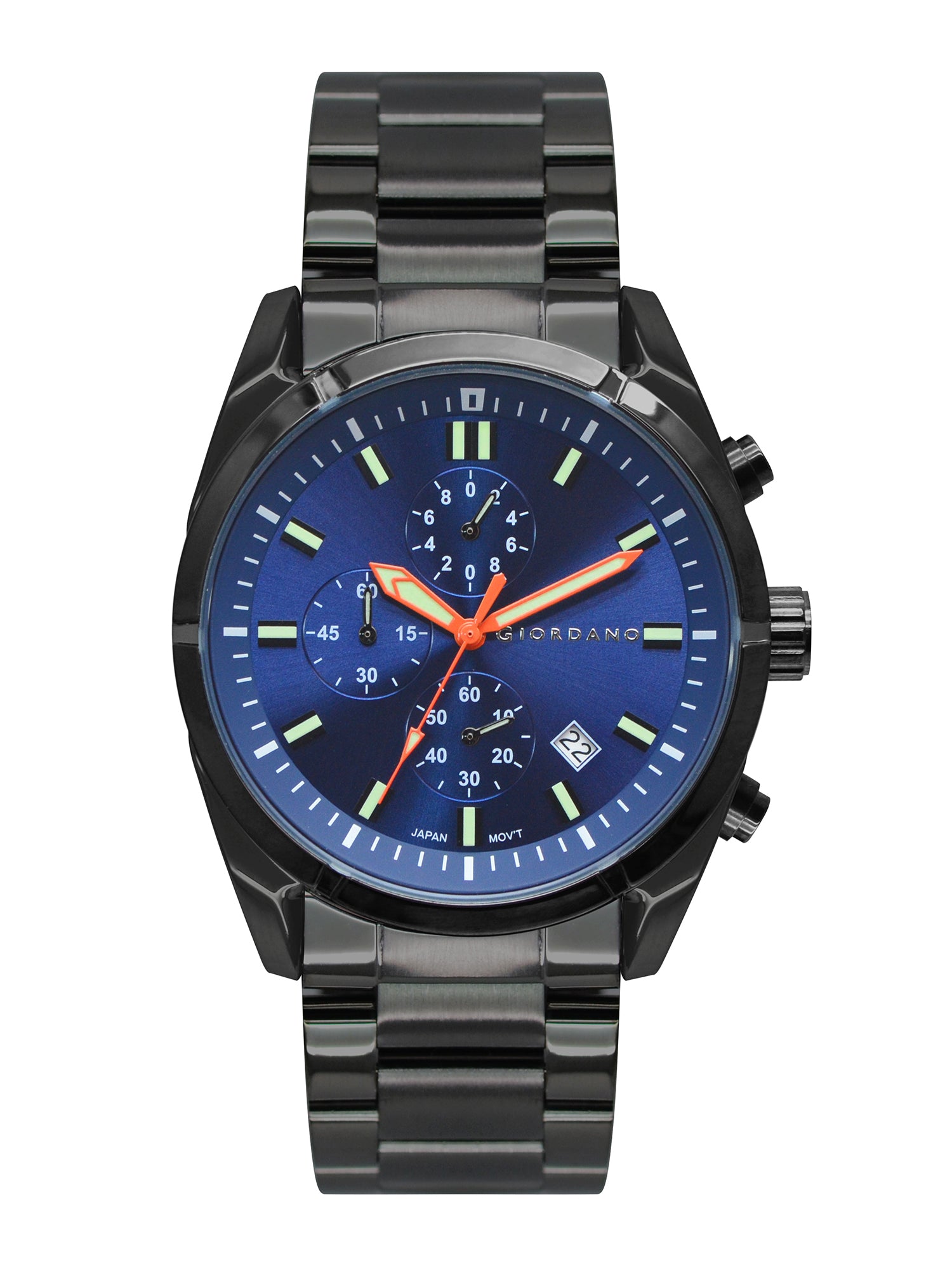 Giordano Multi Function Watch for Men with Round dial, Luminous Hands and Stainless Steel Strap | GZ-50096-22